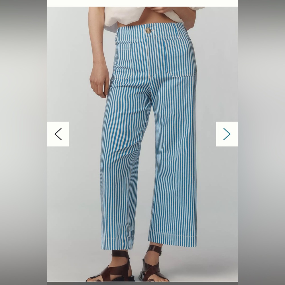 Anthropologie The Colette Cropped Wide-Leg Pants: Printed Linen Edition 24 NWT